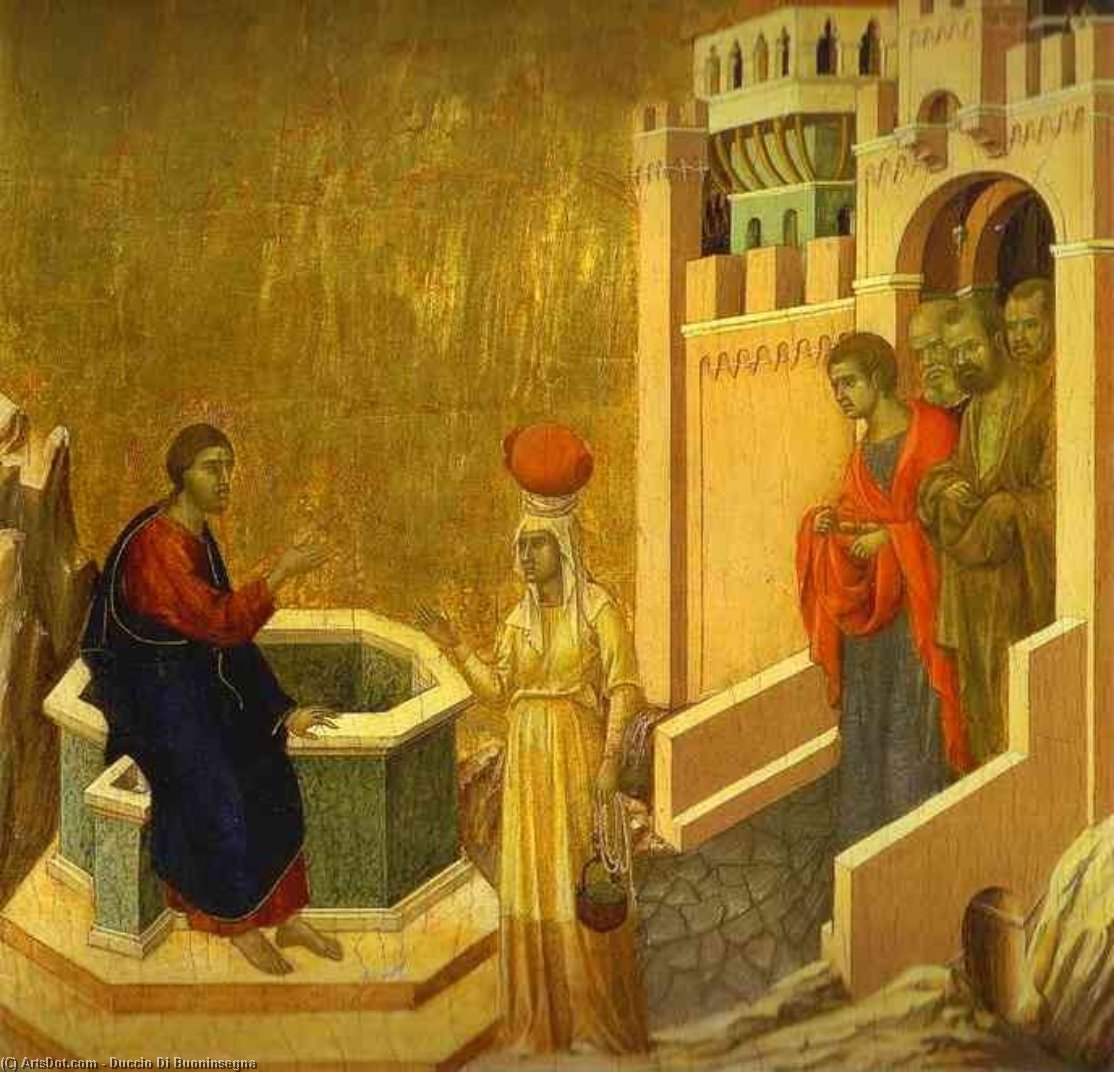 Maestó (back, Predella), Jesus And The Samaritan Woman — Дучио