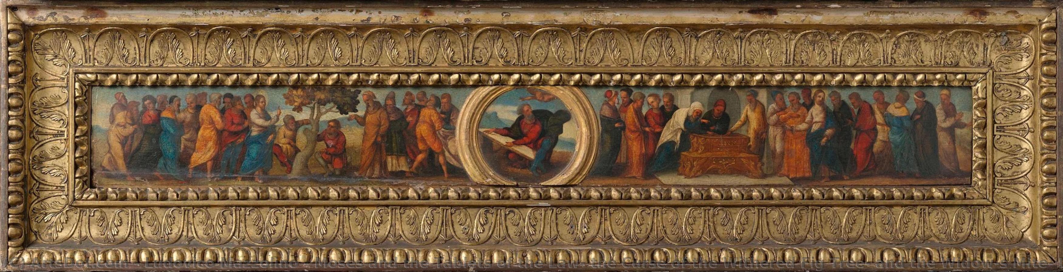 Moses And The Tablets Of The Law, The Curse Of The Withered Fig Tree, And The Widow"s Mite, Lodovico Mazzolino, 1525 - 1530 — Ludovico Mazzolino