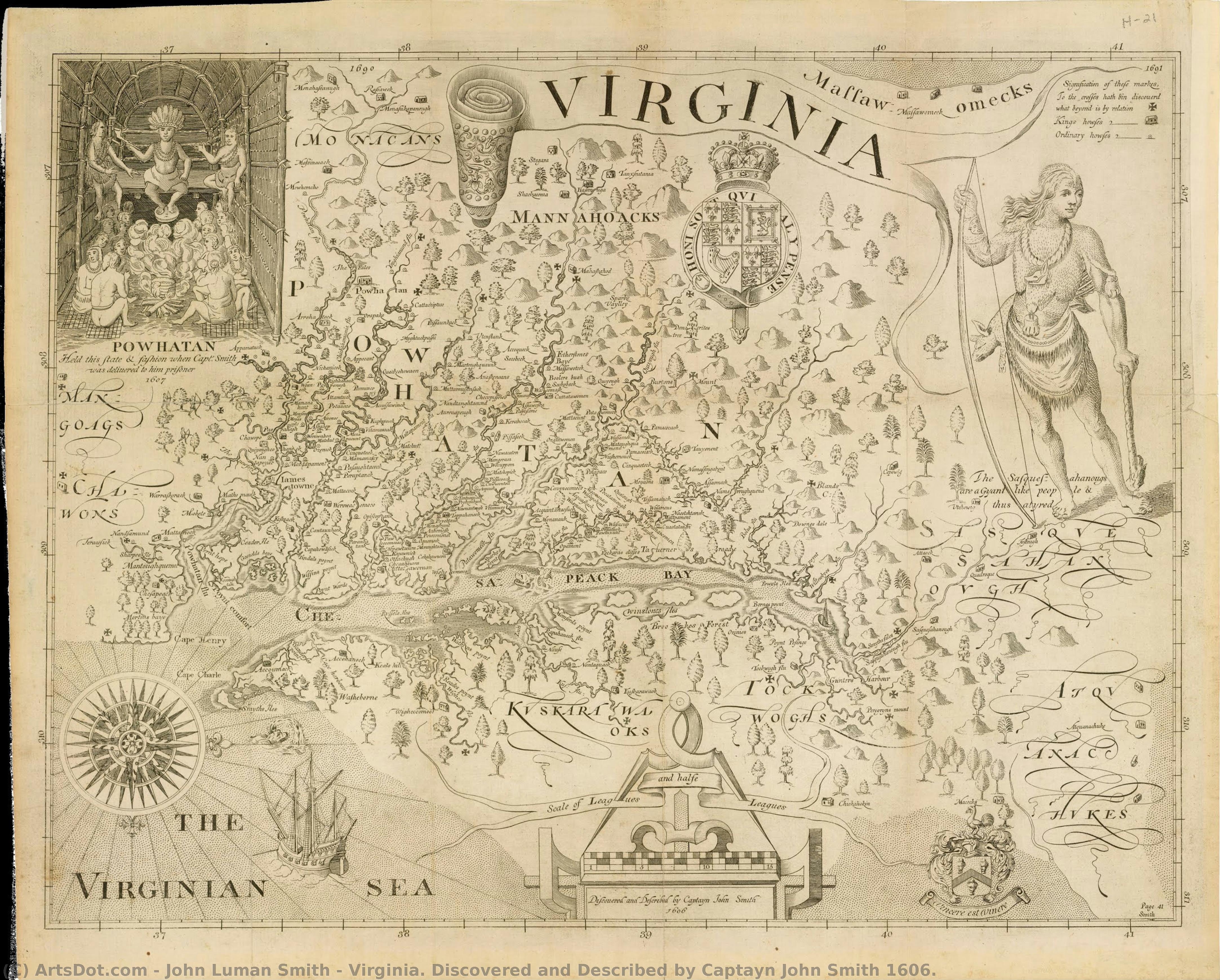 Virginia. Discovered And Described By Captayn John Smith 1606. — John Luman Smith