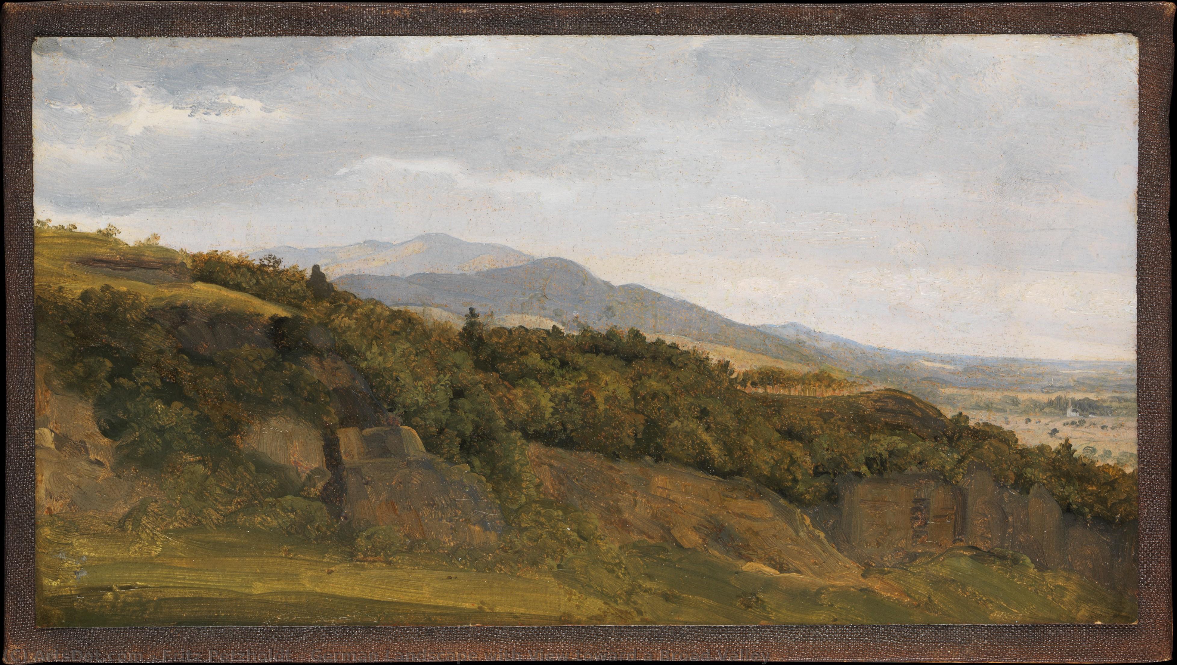 German Landscape With View Toward A Broad Valley — Fritz Petzholdt
