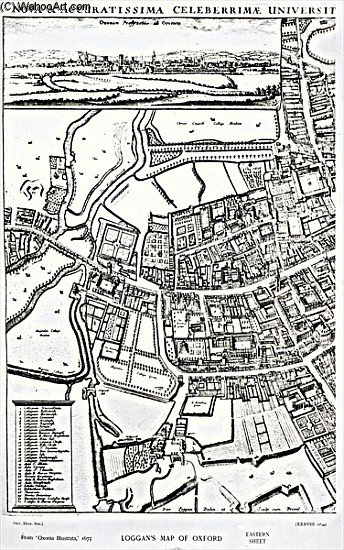 ''s Map Of Oxford, Eastern Sheet, From ''oxonia Illustrated'', Published — David Loggan