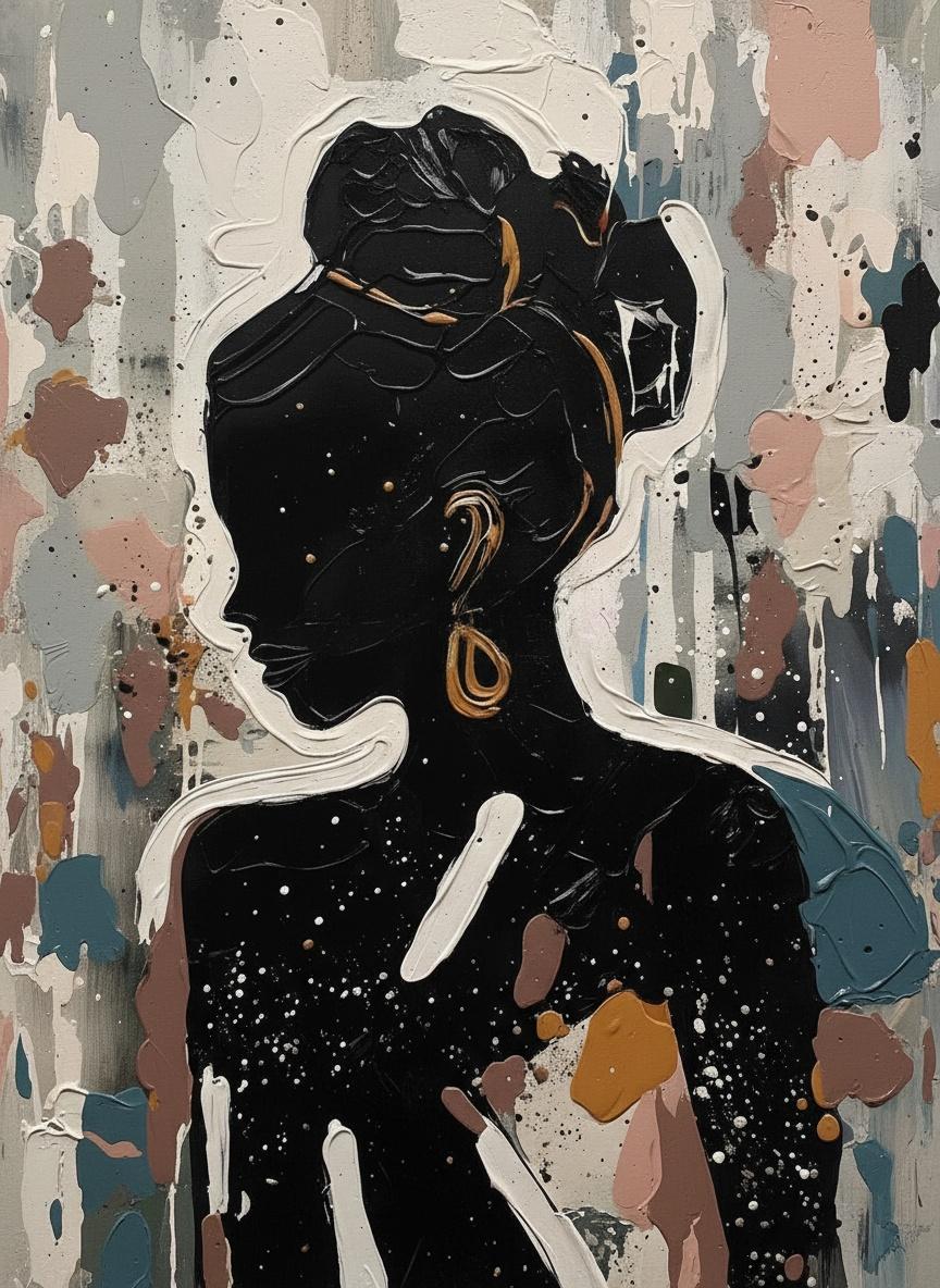 Ethereal Silhouette In Gilded Relief: A Monumental Study Of Contemplative Shadows — Laurent Fabre