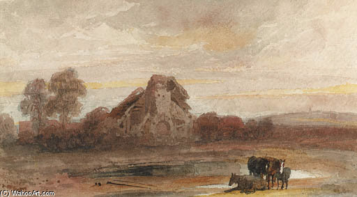 Horses Before A Ruined Church, Possibly In Lincolnshire — Peter De Wint