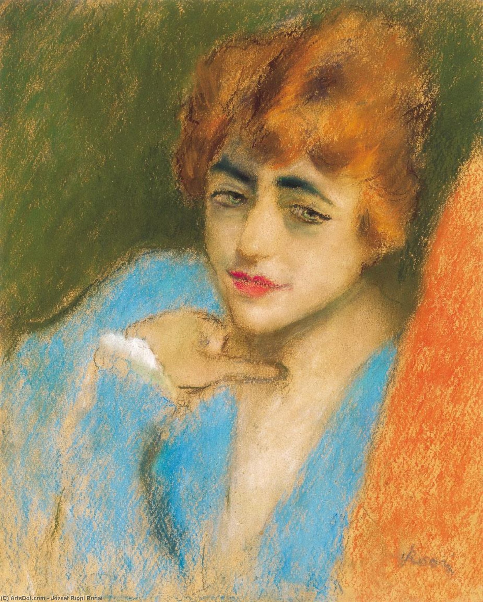 Girl Dressed Up In Blue — József Rippl-rónai