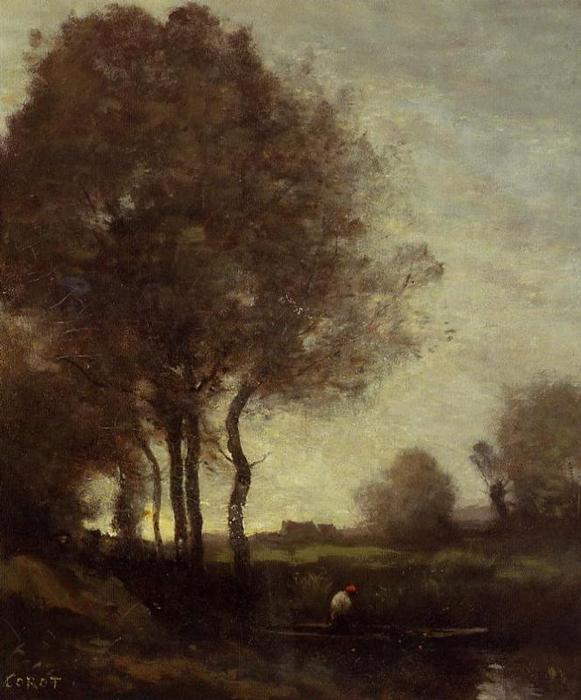 Fishermen In A Boat — Jean-baptiste-camille Corot