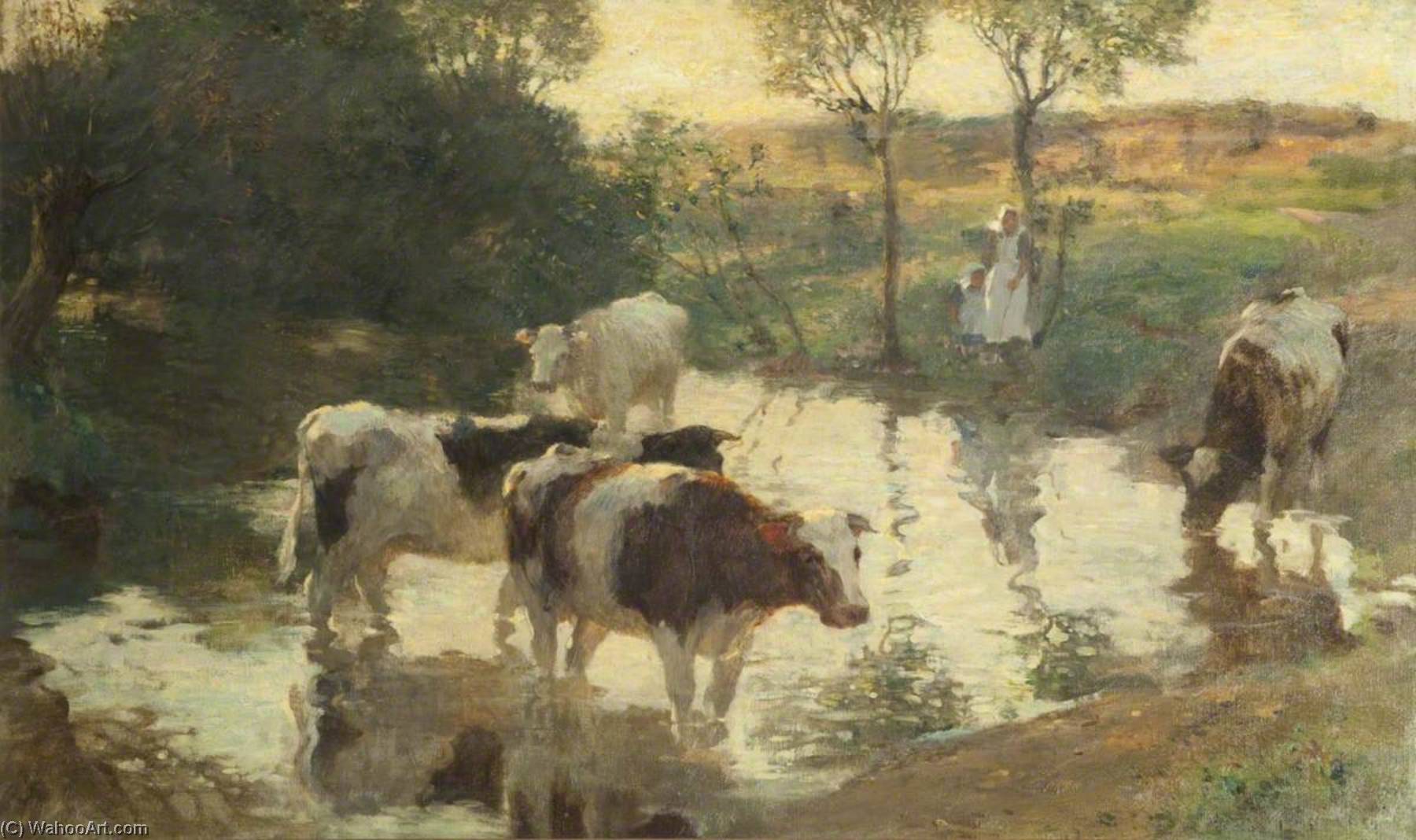 The Watering Place, Evening — Bertram Priestman