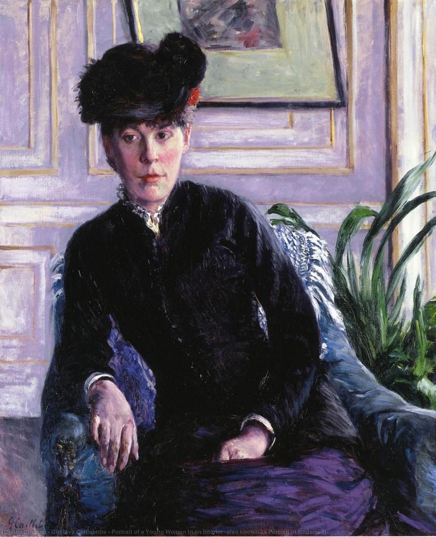 Portrait Of A Young Woman In An Interior (also Known As Portrait Of Madame H) — Gustave Caillebotte