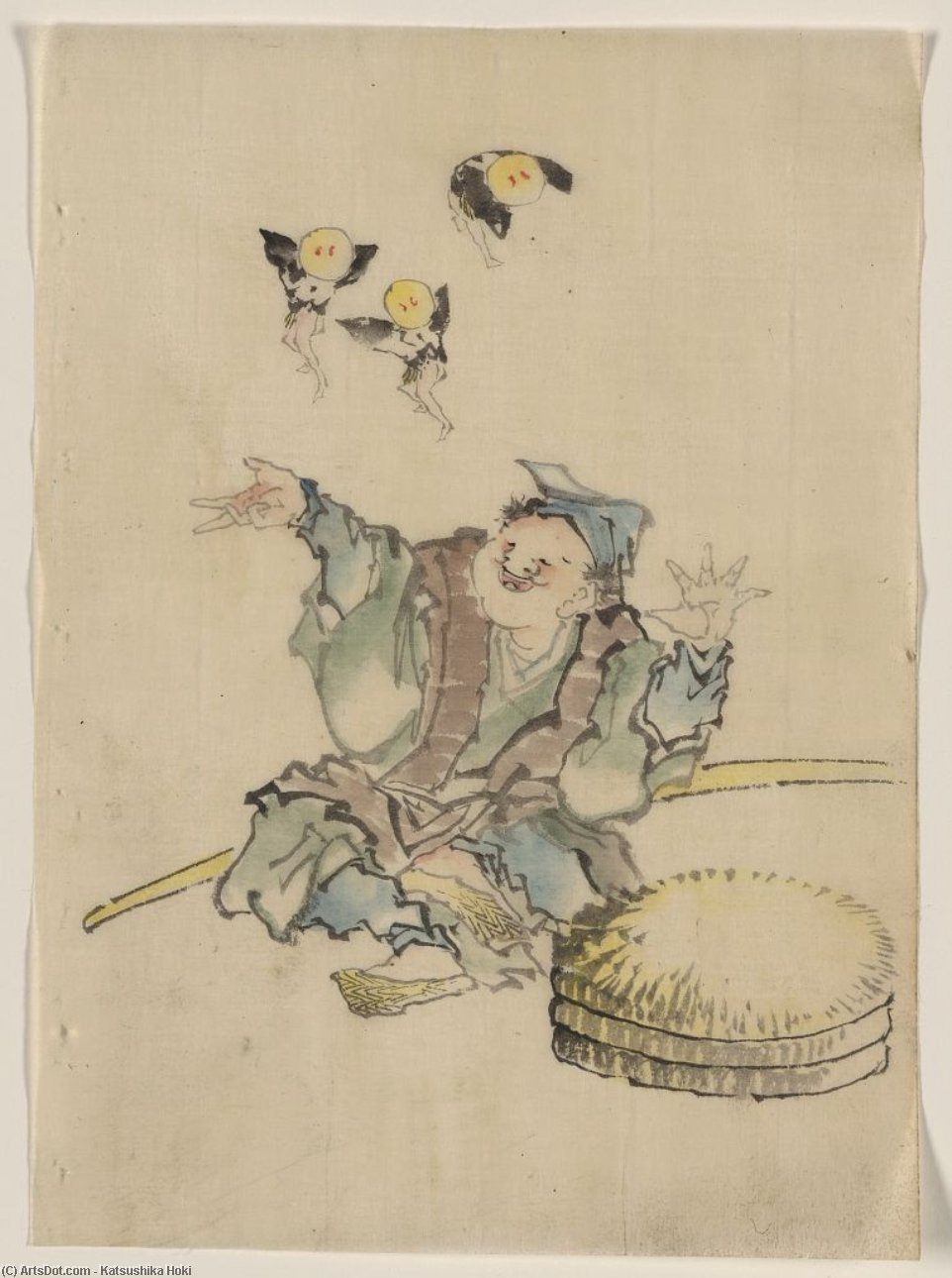 A Man, Sitting On The Ground, Is Wearing Several Layers Of Clothing — Katsushika Hokusai