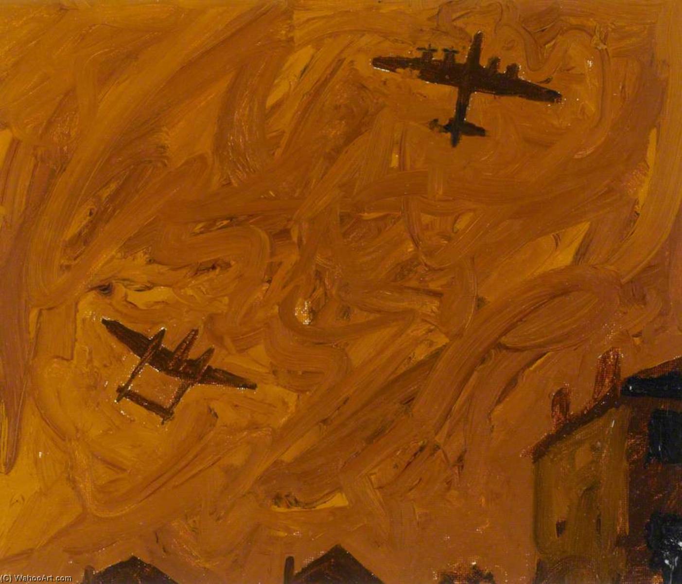 A P38 Escorting A Damaged B 17 Towards Base — Stephen Chaplin