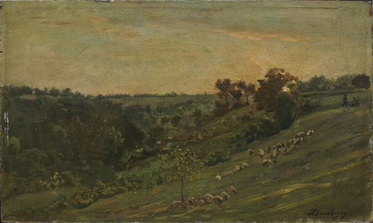 Une Vallee Au Soleil Couchant — Charles-françois Daubigny