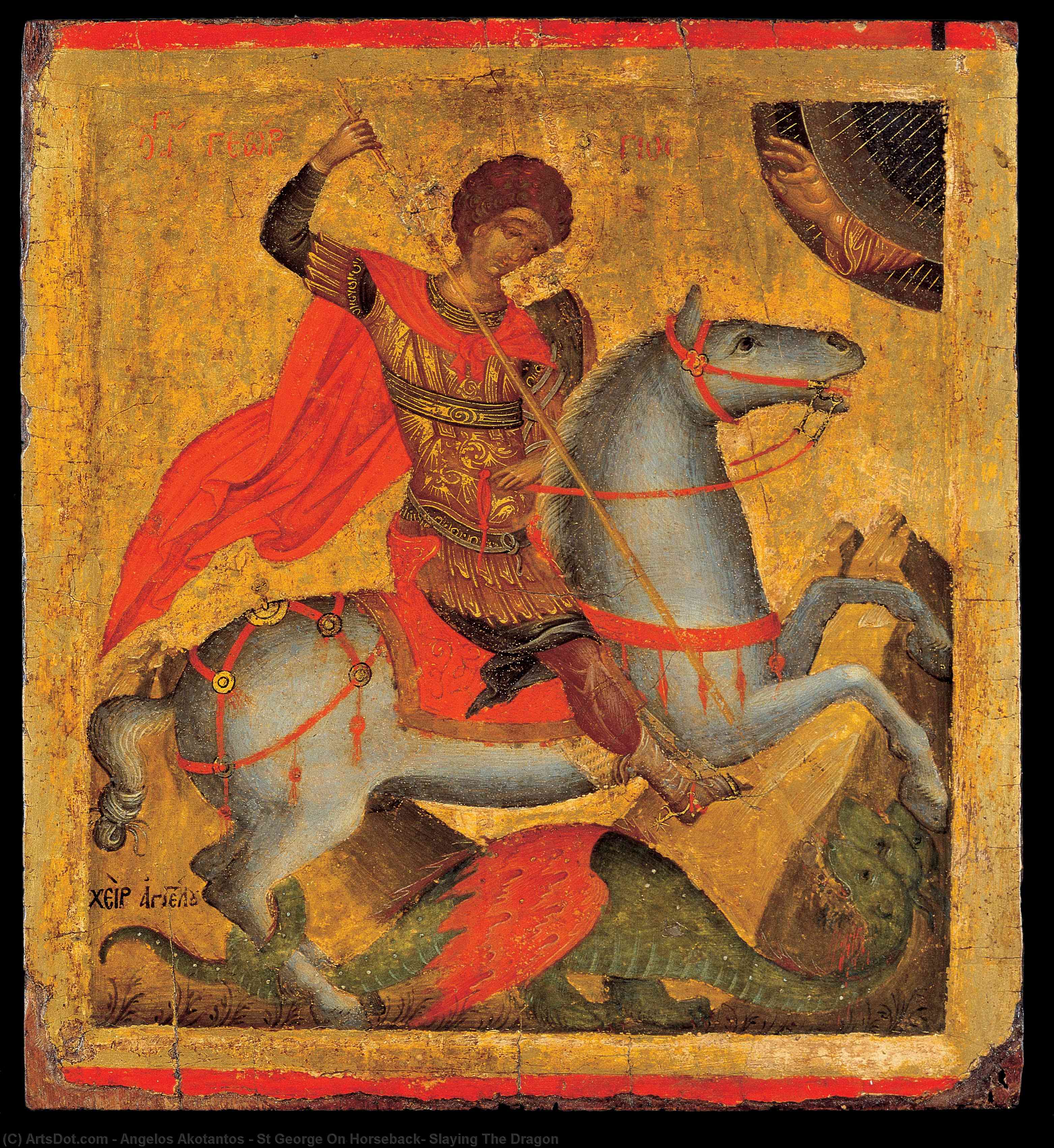 St George On Horseback, Slaying The Dragon — Angelos Akotantos