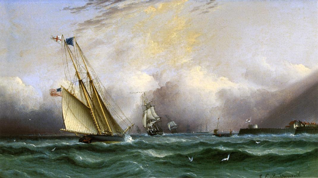 Schooner 'columbia' Off Portsmouth Harbor, England — James Edward Buttersworth
