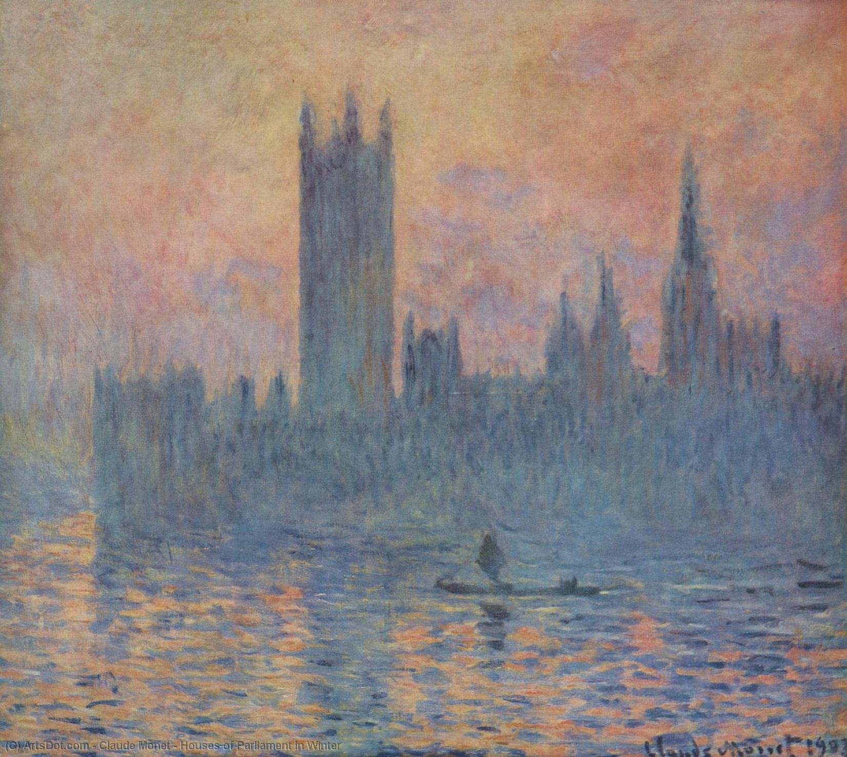 Casas Del Parlamento En Invierno — Claude Monet