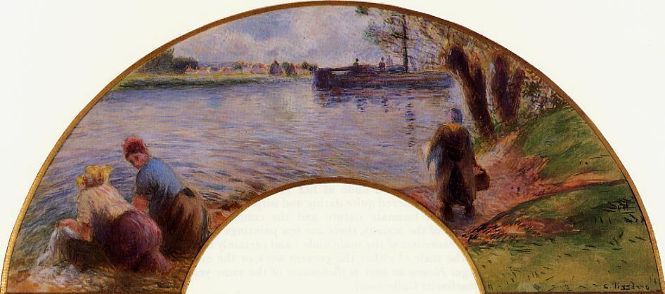 Laundresses On The Banks Of The Oise At Pontoise — Camille Pissarro