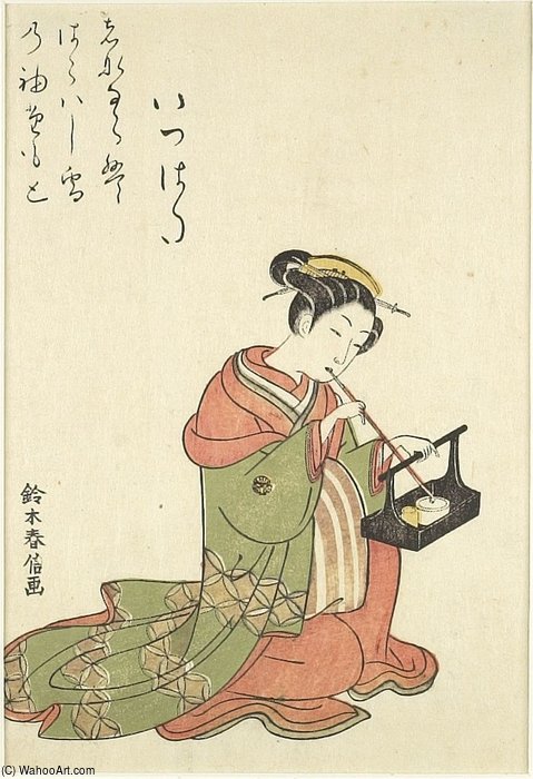 The Courtesan Itsuhata Smoking Her Pipe — Suzuki Harunobu