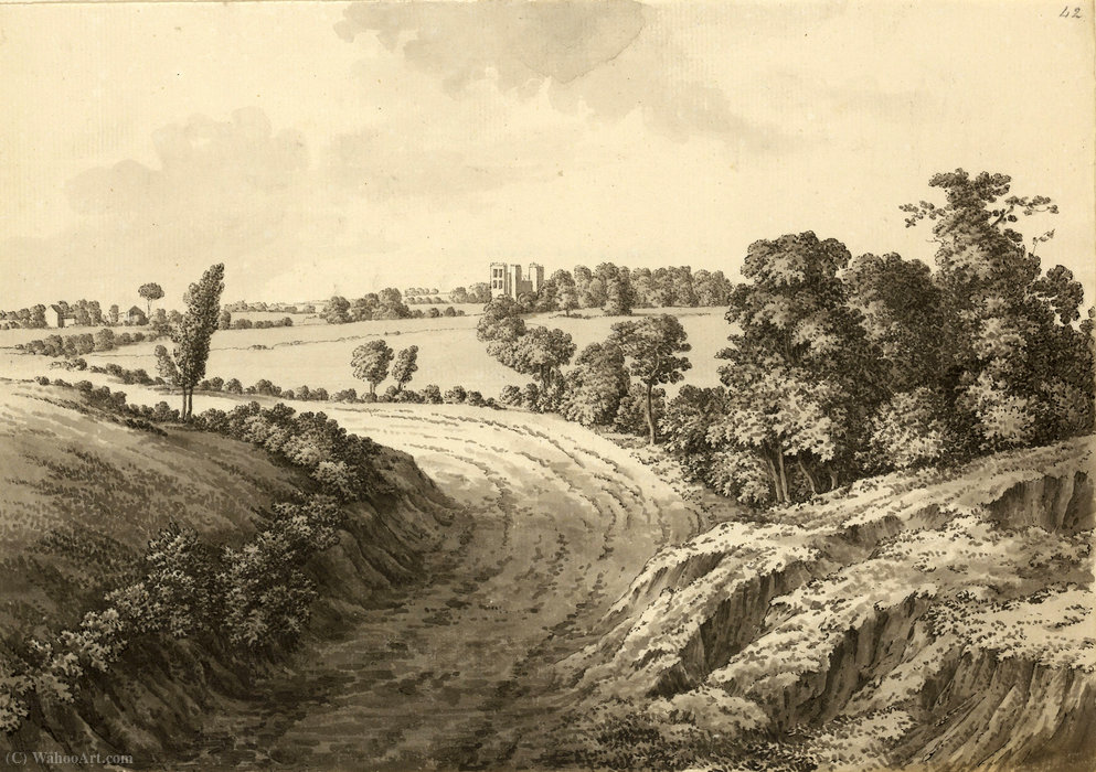 Hardwick Hall From Thakley Lane In Derbyshire — Samuel Hieronymous Grimm