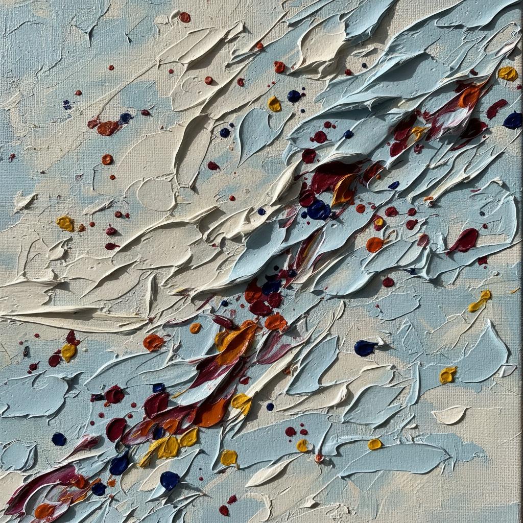 Mareas Azures Fragmentadas Con Ecos Carmesí En Un Único Movimiento Impasto — David Moreau