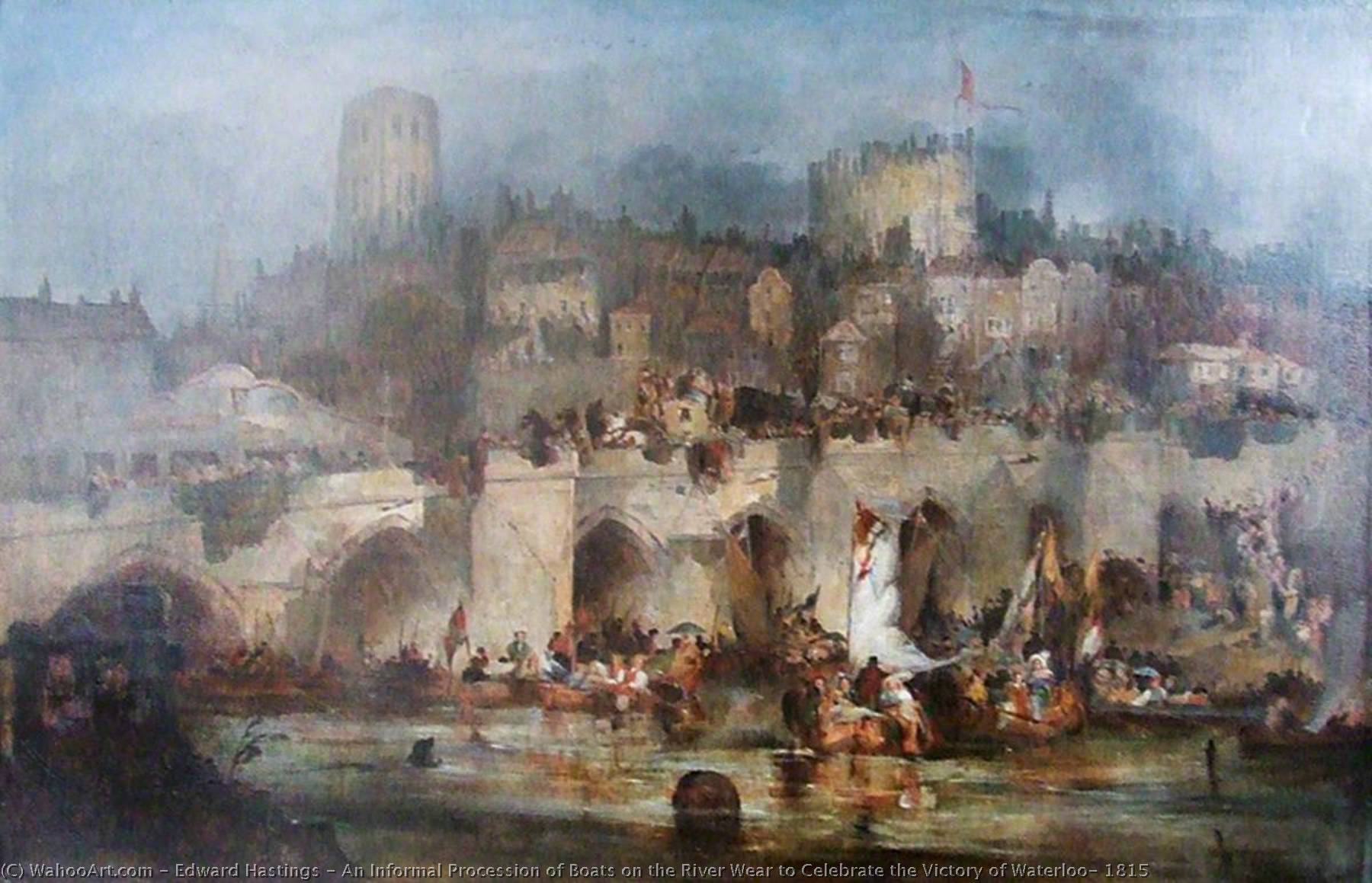 An Informal Procession Of Boats On The River Wear To Celebrate The Victory Of Waterloo, 1815 — Edward Hastings