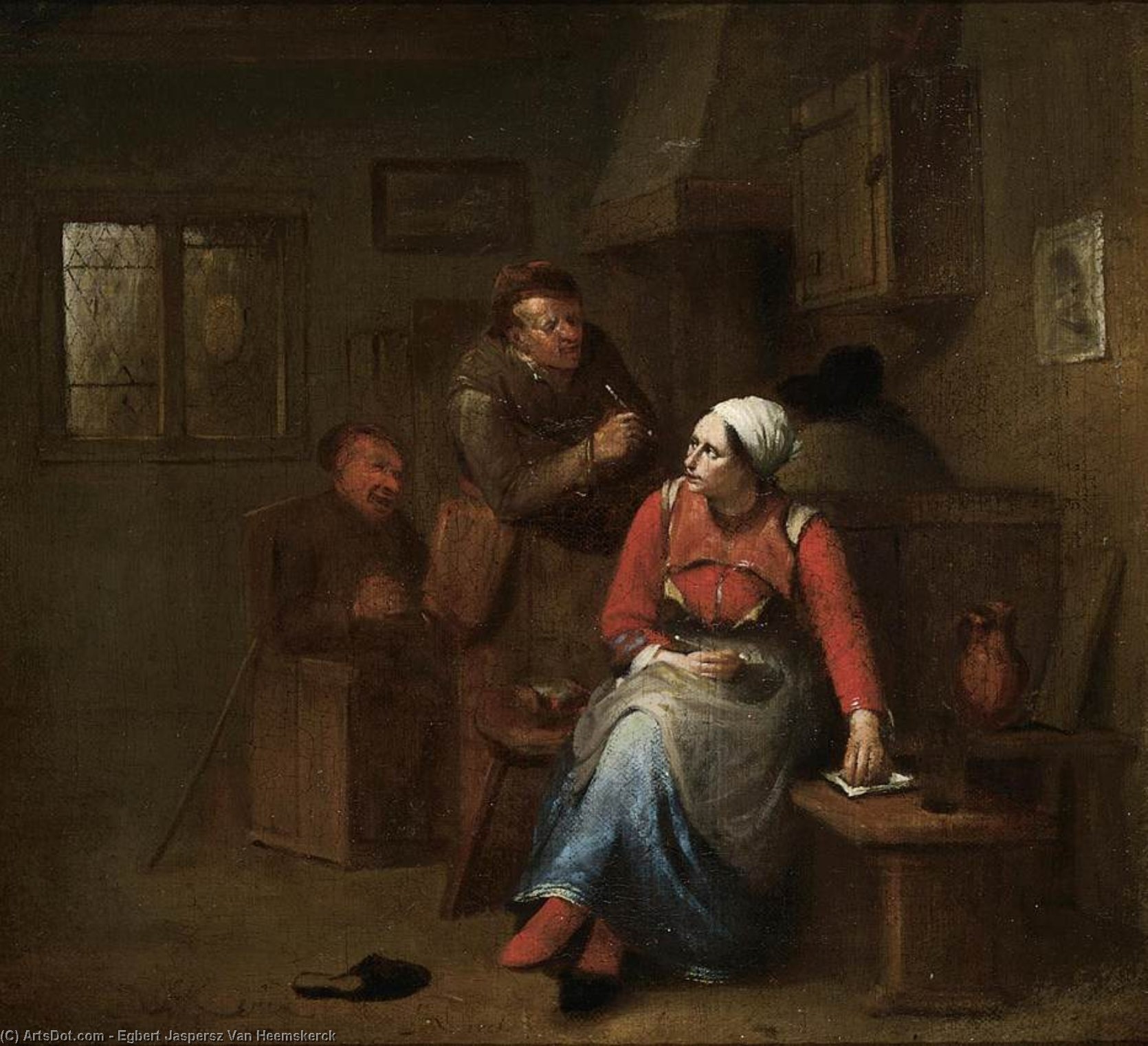 Two Peasants And A Woman In An Inn — Egbert Jaspersz Van Heemskerck