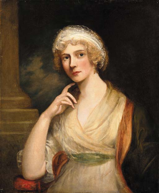 Portrait Of Lady, Half-length, In A White Dress And Red Shawl — Richard Cosway