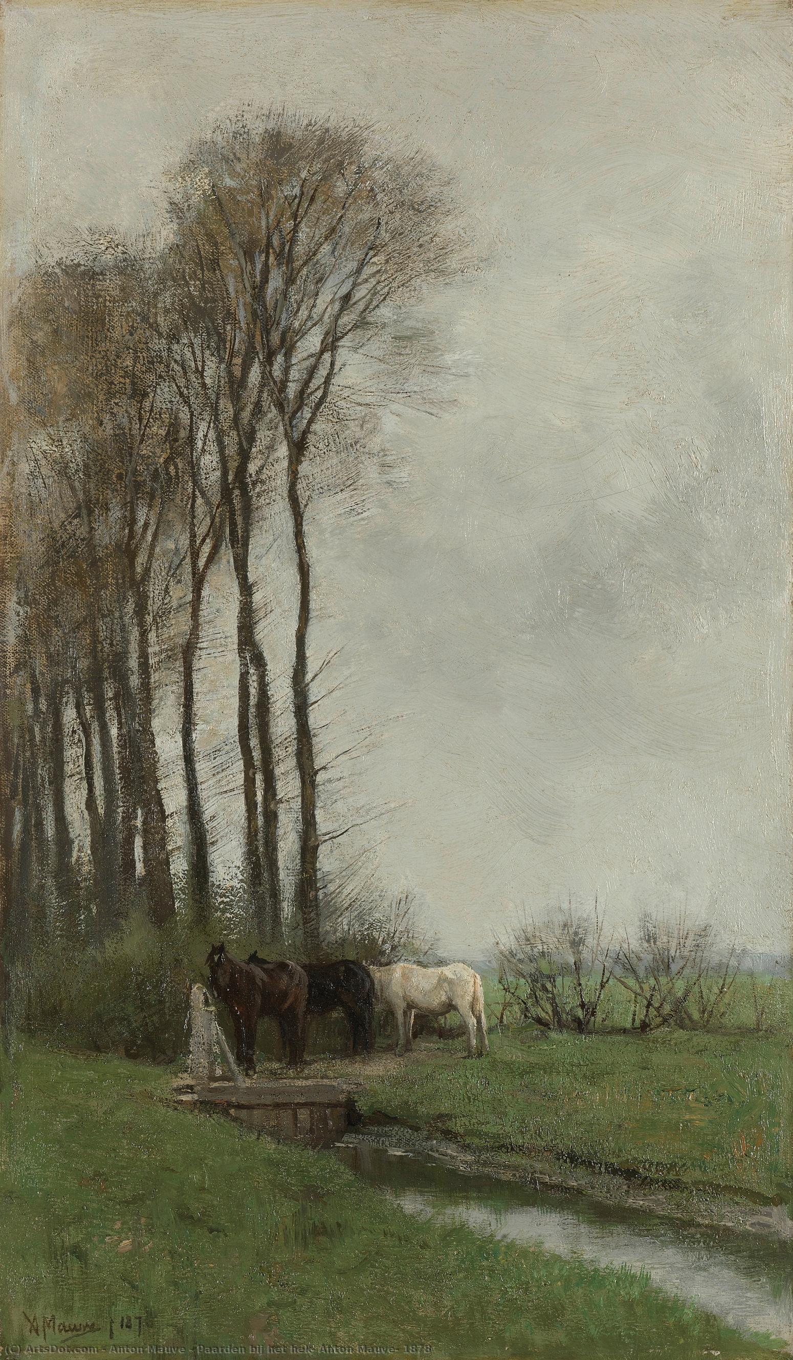 Paarden Bij Het Hek, Anton Mauve, 1878 — Anton Mauve