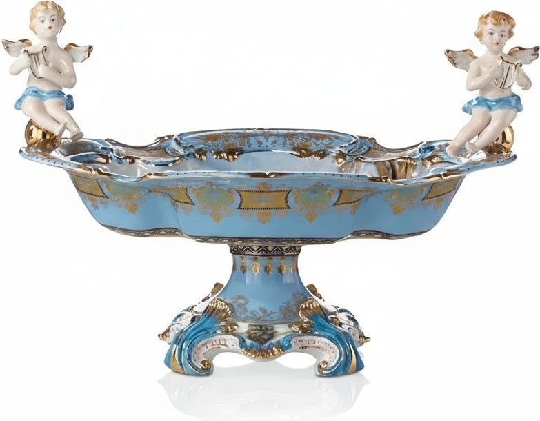 Porcelain Cherub Fruit Platter – Baroque Tabletop Ornament