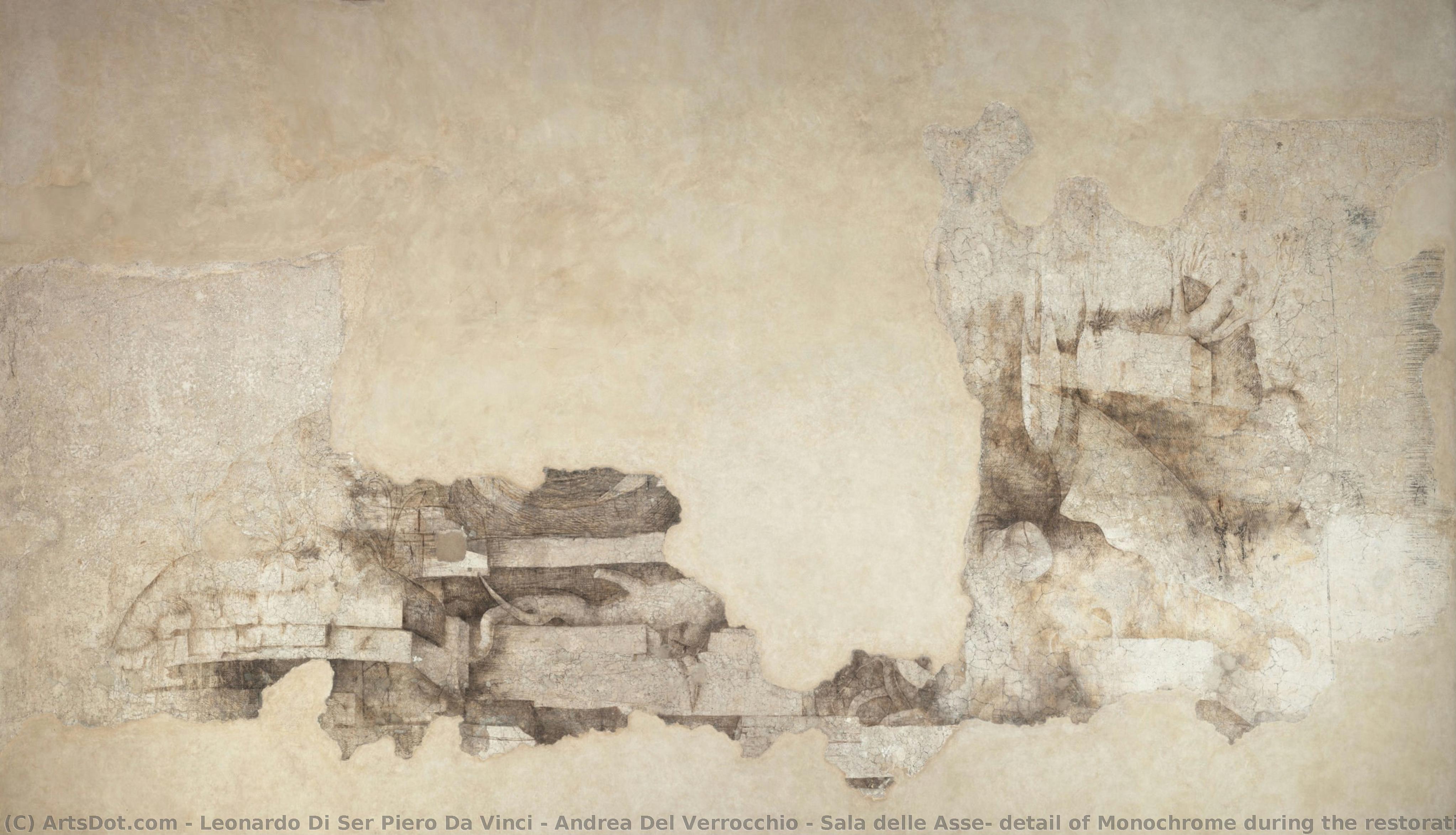Sala Delle Asse, Detail Of Monochrome During The Restoration (2012-2015) — Leonardo Di Ser Piero Da Vinci & Andrea Del Verrocchio