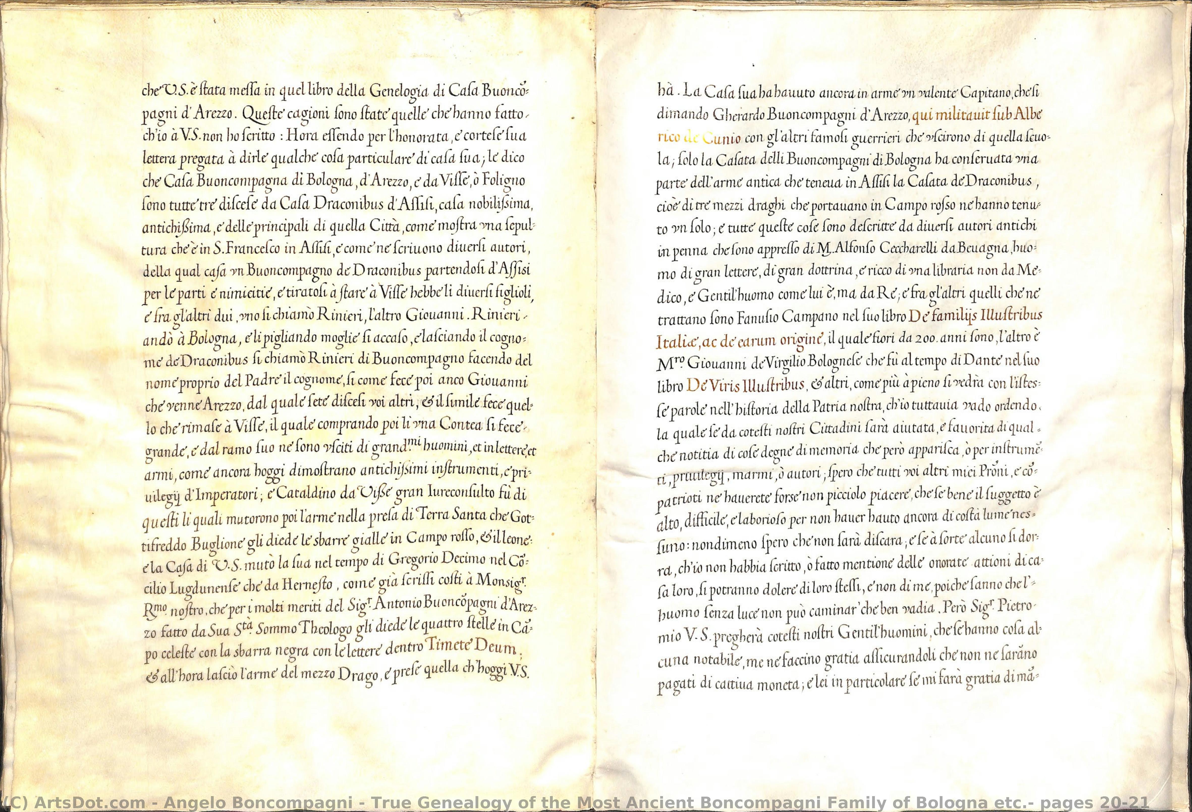 True Genealogy Of The Most Ancient Boncompagni Family Of Bologna Etc.: Pages 20-21 — Angelo Boncompagni