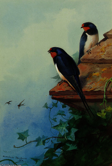 Allows On An Ivy-covered Roof — Archibald Thorburn