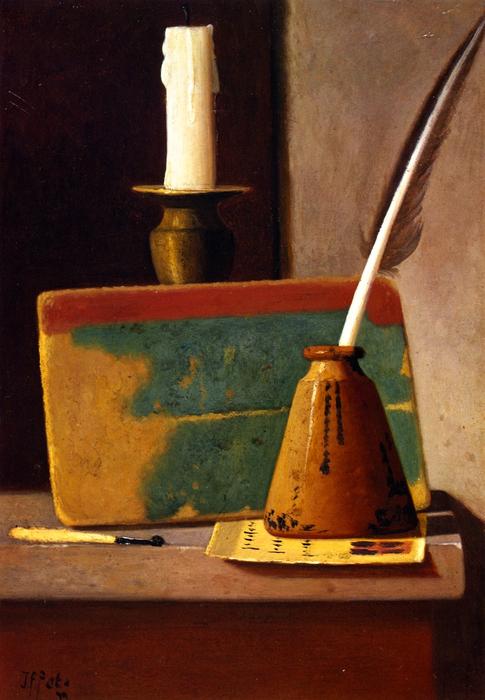Quill In Inkwell, Book And Candle — John Frederick Peto