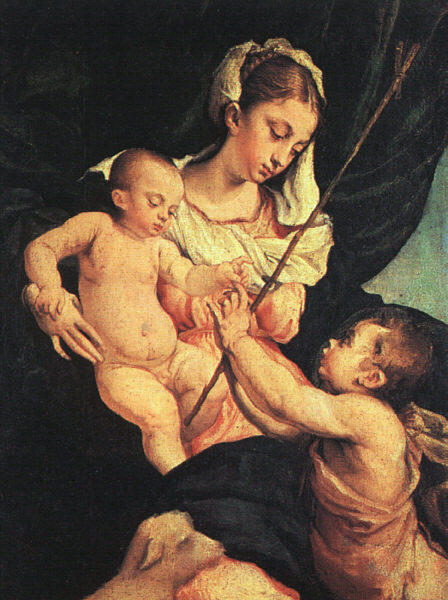 Madonna And Child With Saint John The Baptist — Jacopo Bassano (jacopo Da Ponte)