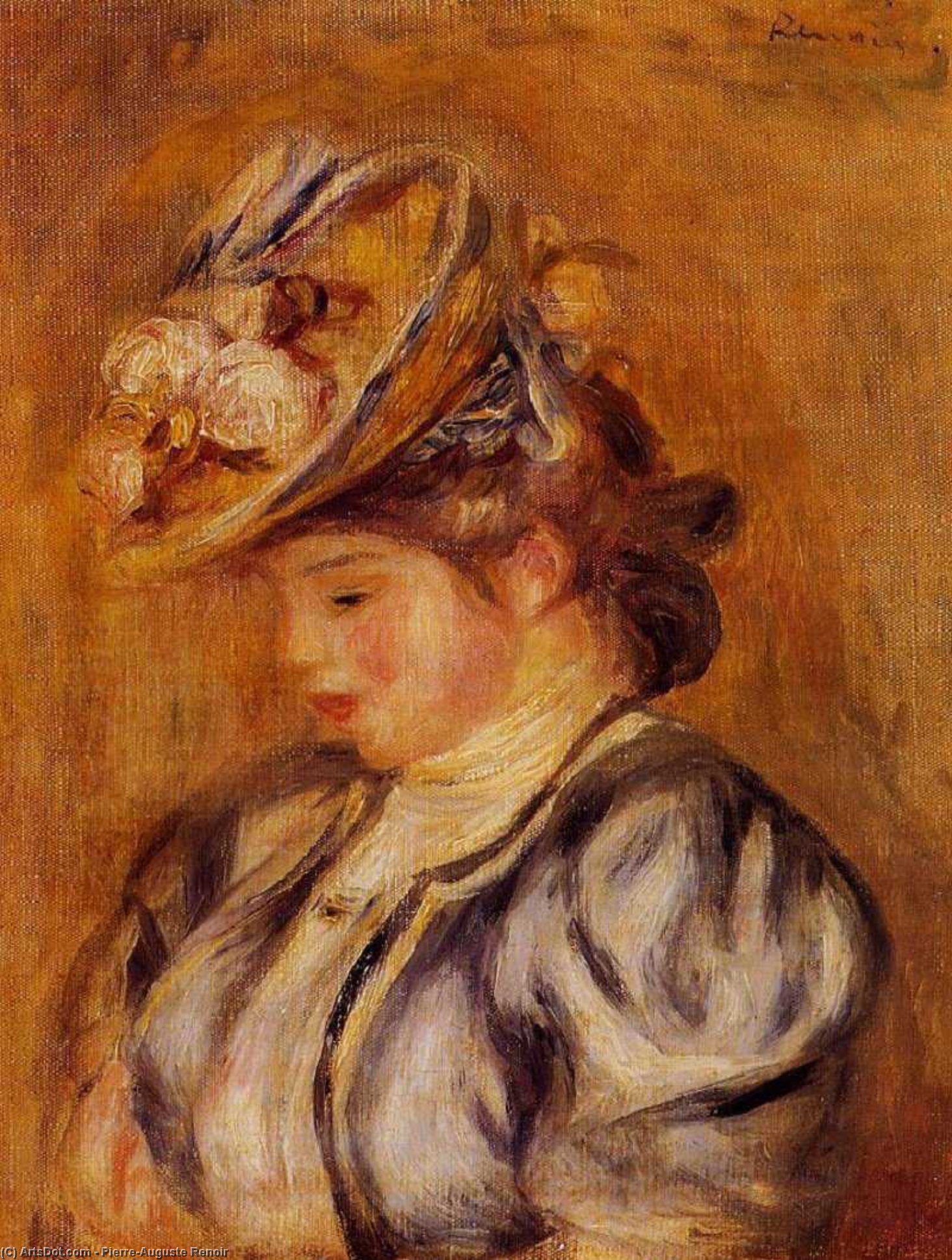 Girl In A Flowery Hat — Pierre-auguste Renoir