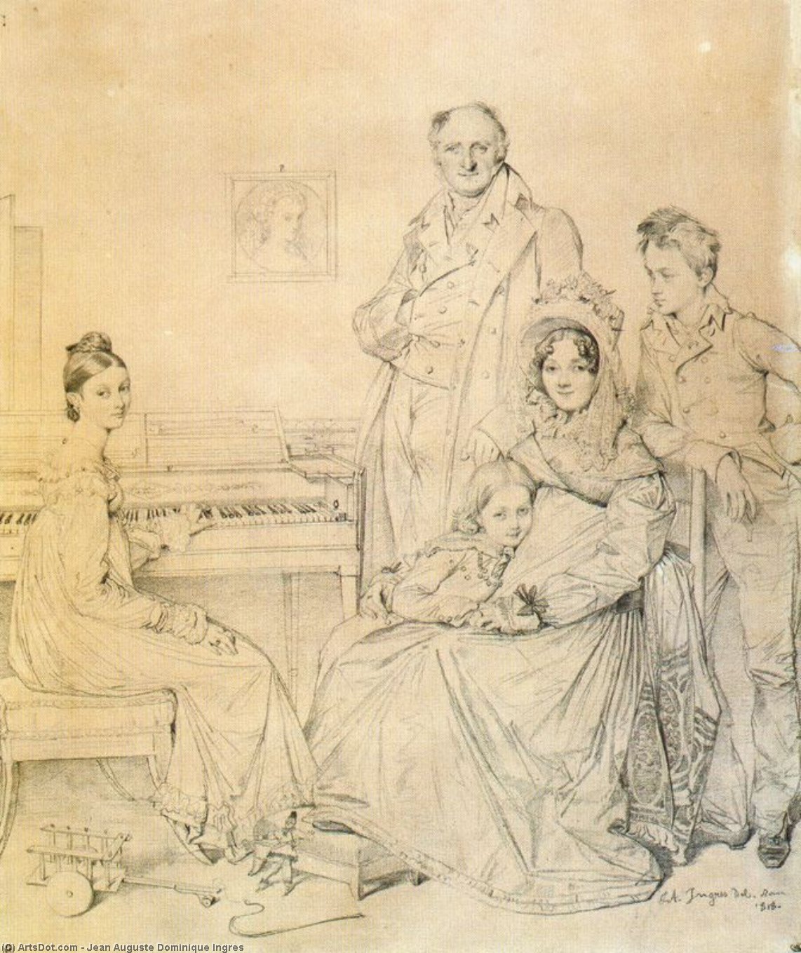 Portrait Drawing Of The Stamaty Family — Jean-auguste-dominique Ingres