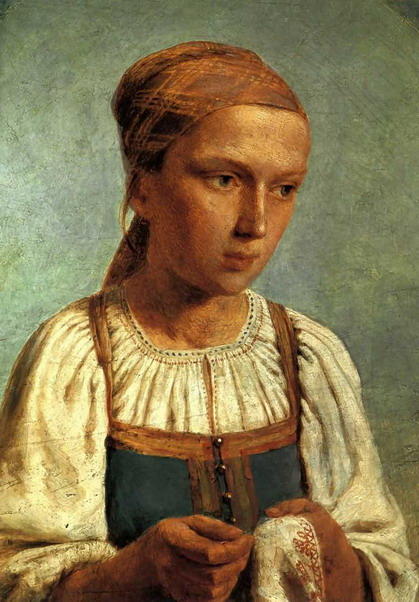 A Peasant Girl With Embroidery — Alexei Venetsianov