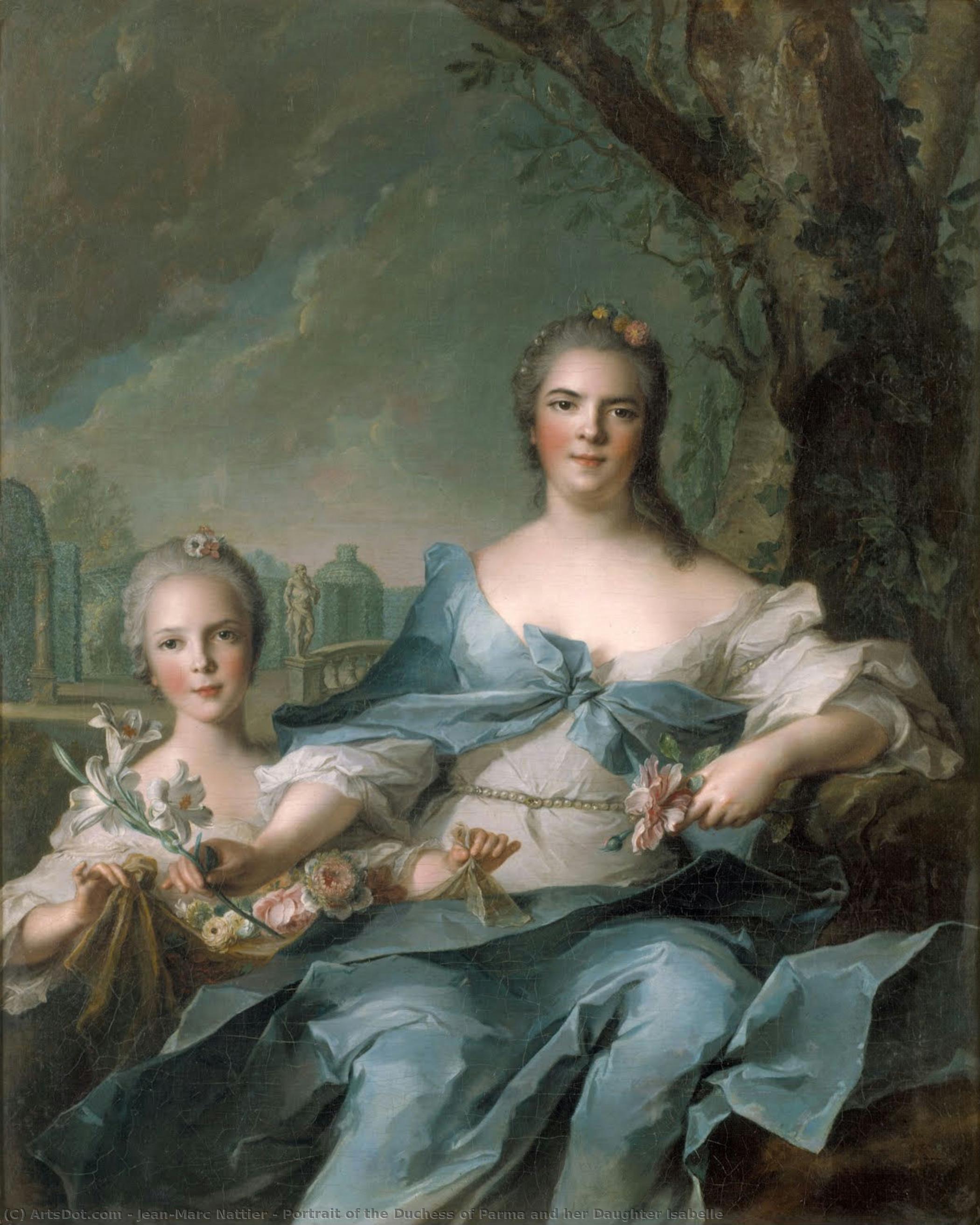 Portrait Of The Duchess Of Parma And Her Daughter Isabelle — Marc Nattier