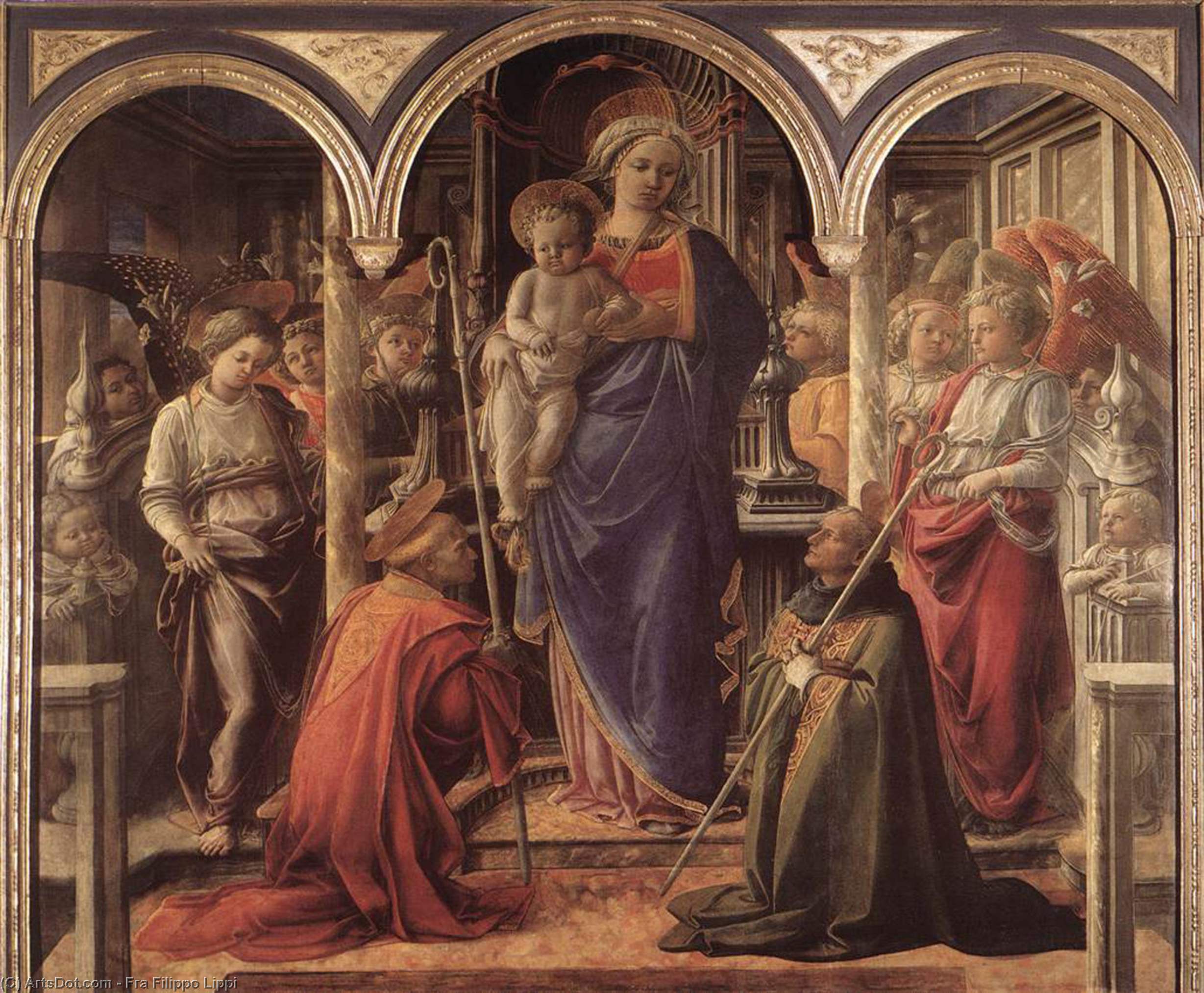Madonna And Child With St Fredianus And St Augustine — Filippo Di Tommaso Lippi