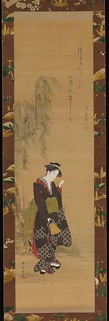 Woman Under A Willow Tree — Katsukawa Shunshō