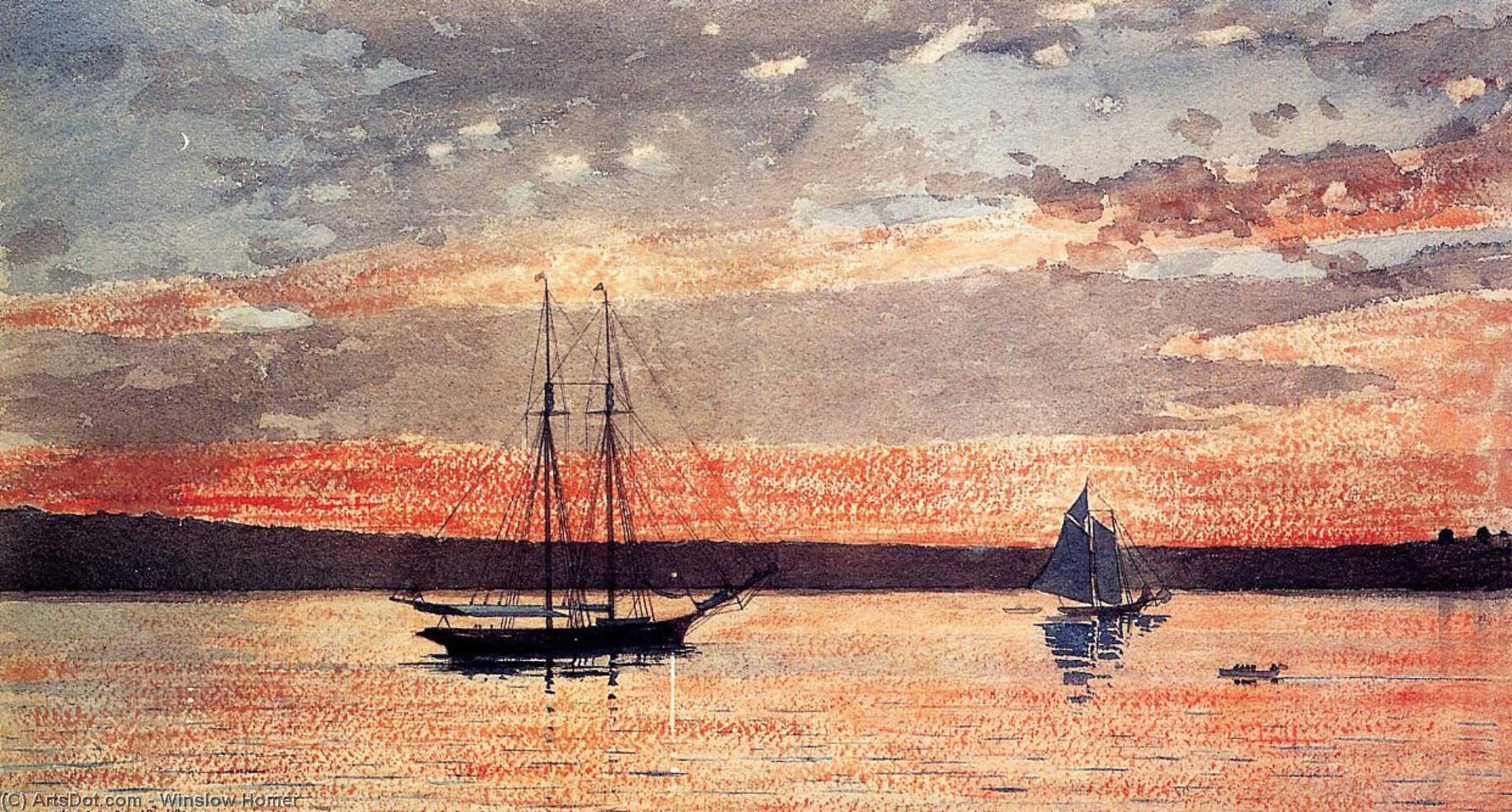 Sunset At Gloucester — Winslow Homer