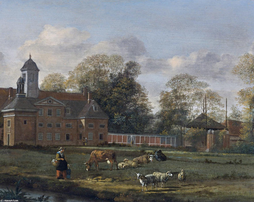 View Of Goudestein With A Woman And A Child Walking Beside A Dyke — Jan Van Der Heyden