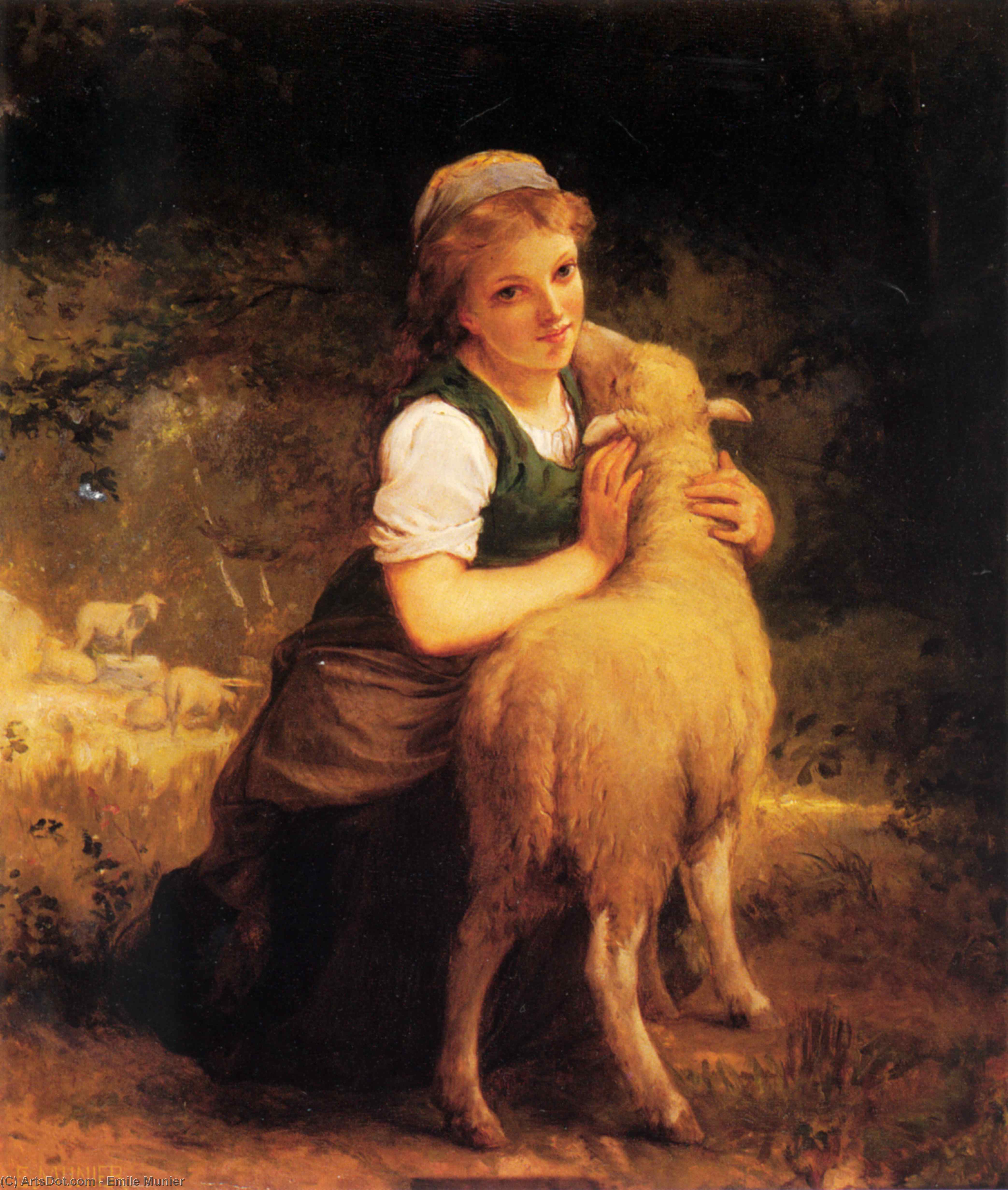 Young Girl With Lamb — Эмиль Муньер