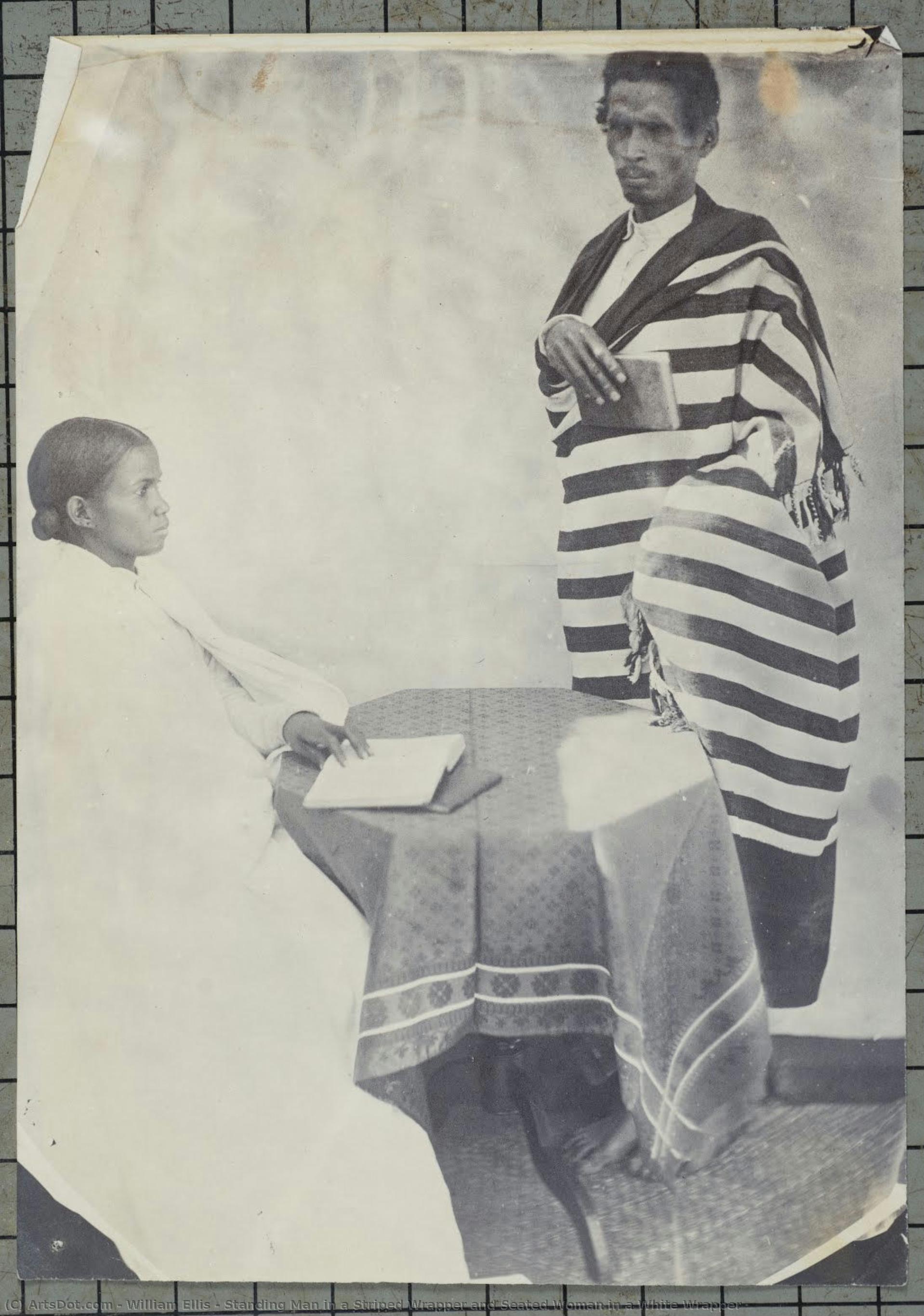 Standing Man In A Striped Wrapper And Seated Woman In A White Wrapper — William Ellis