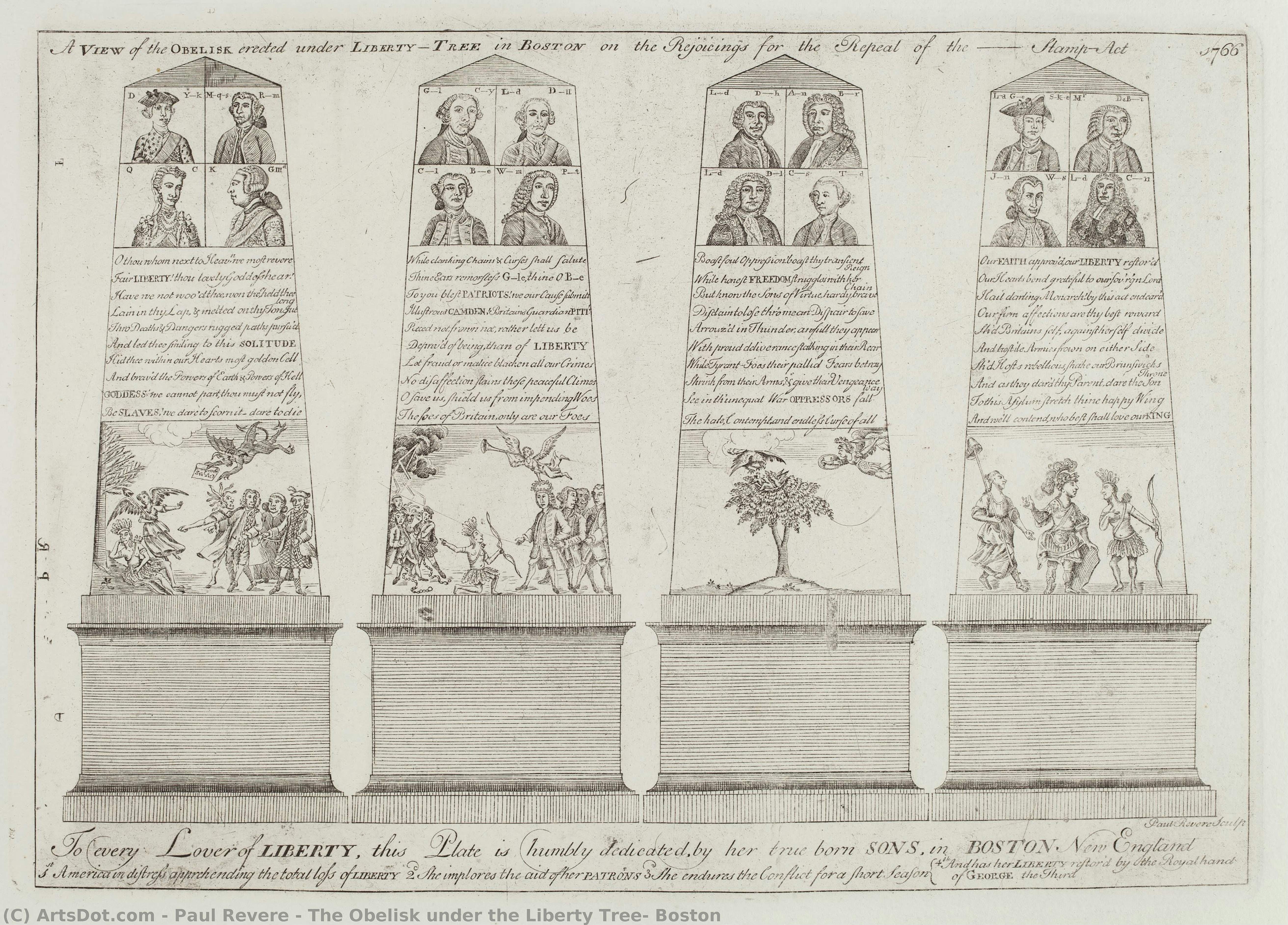 The Obelisk Under The Liberty Tree, Boston — Paul Revere