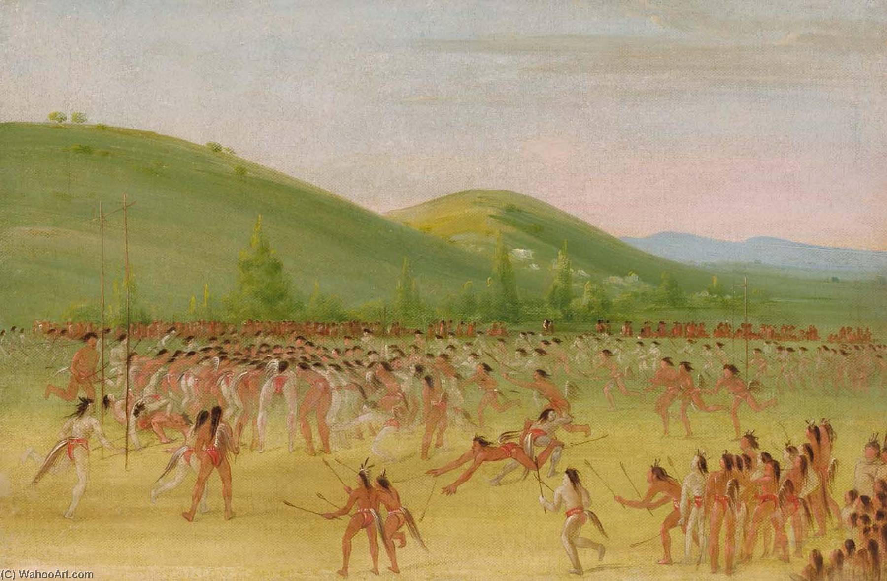 Ball Play Of The Choctaw Ball Down — George Catlin
