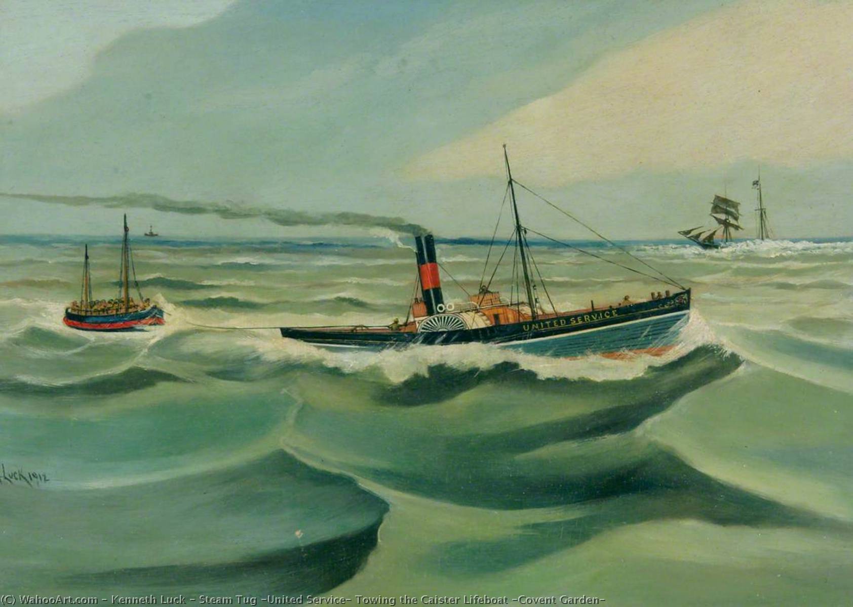 Steam Tug 'united Service' Towing The Caister Lifeboat 'covent Garden' — Kenneth Luck