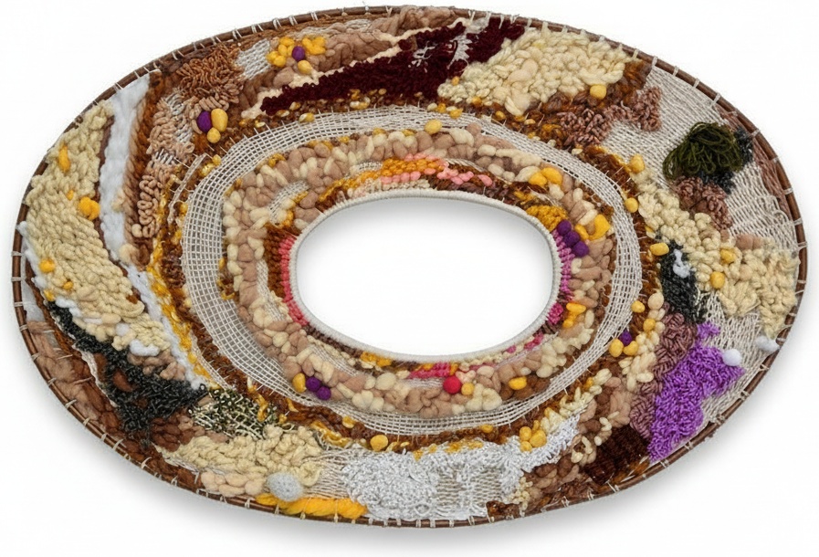 Handwoven Seed & Fiber Wall Tapestry - Organic Texture Art