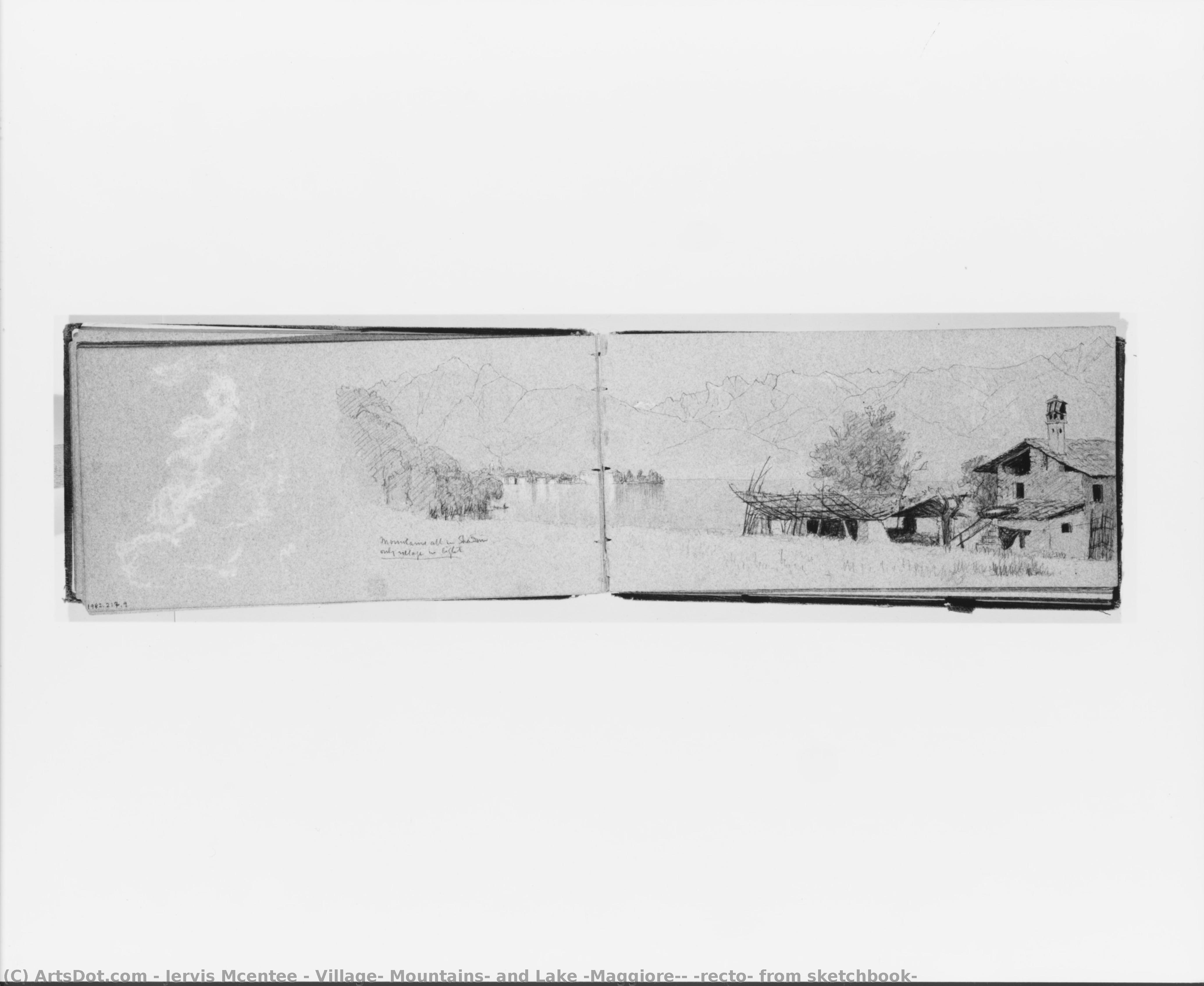 Village, Mountains, And Lake [maggiore?] (recto, From Sketchbook) — Jervis Mcentee