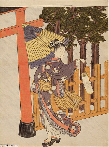 Woman Visiting The Shrine In The Night — Suzuki Harunobu