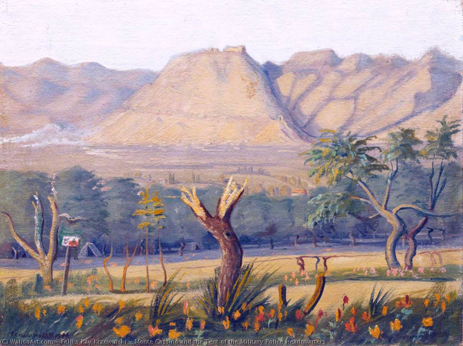 Monte Cassino And The Tent Of The Military Police Headquarters — Feliks Kay Krzewinski