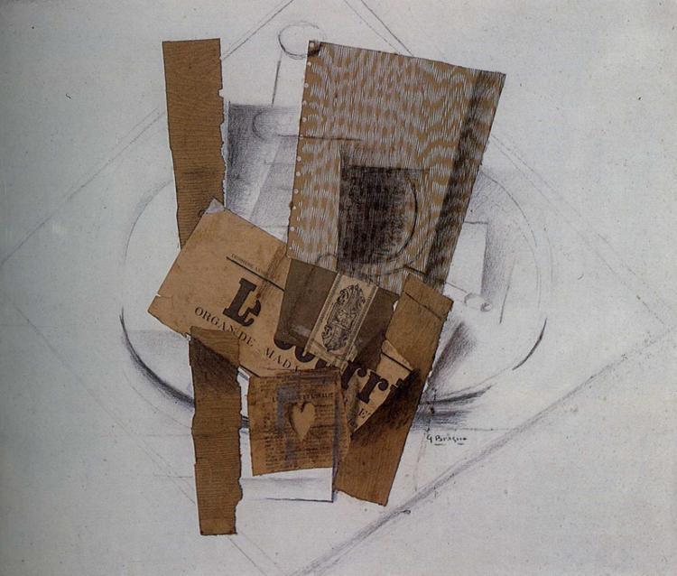 Newspaper, Bottle, Packet Of Tobacco — Georges Braque