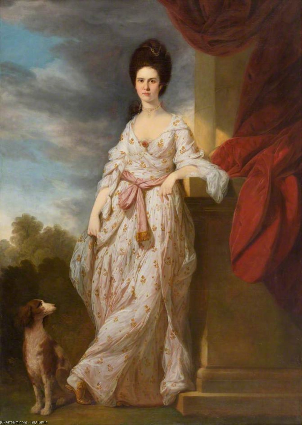 Portrait Of A Lady With A Dog — Tilly Kettle